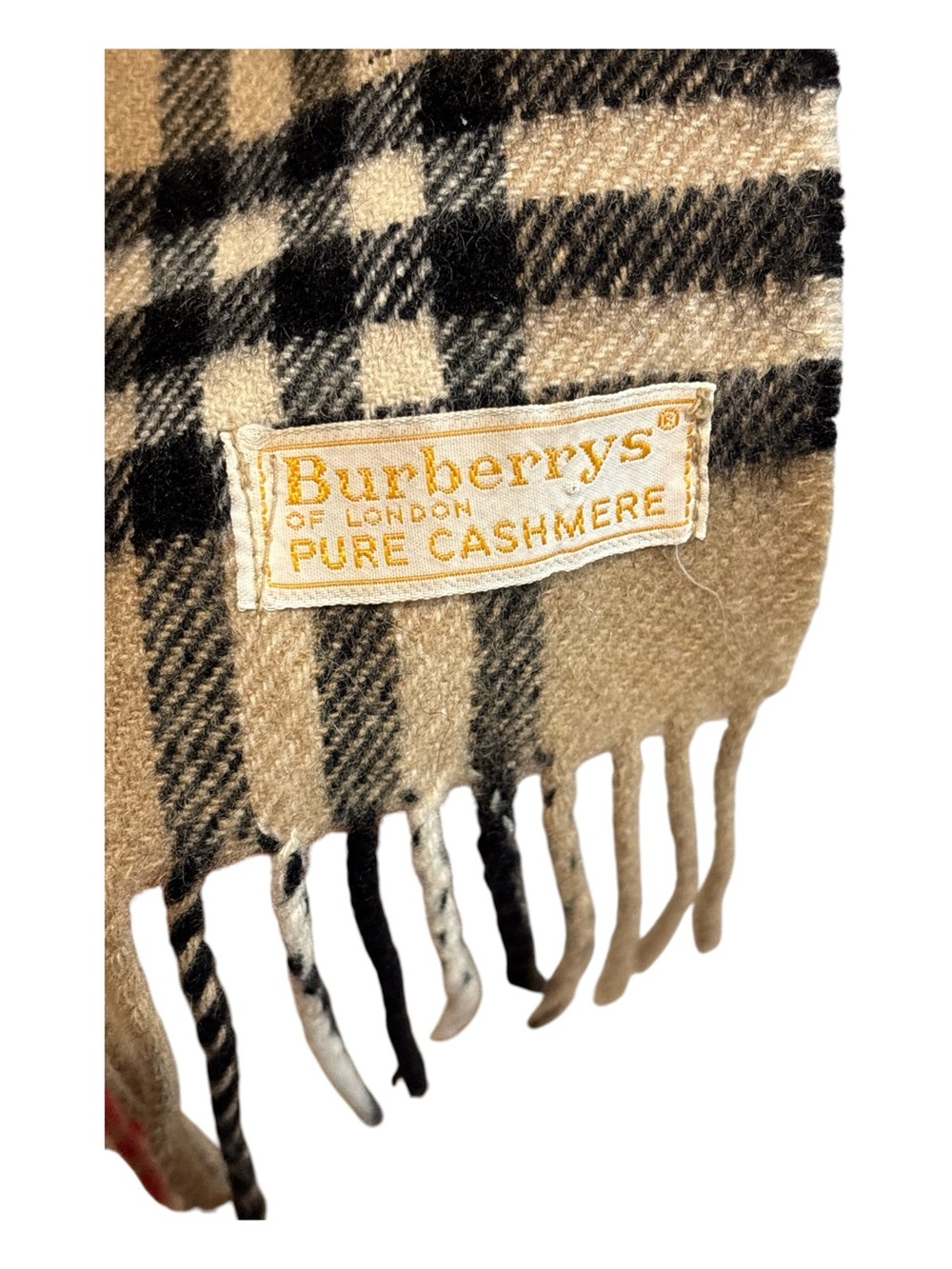 80s BURBERRY NOVA CHECK CASHMERE SCARF W FRINGE ENGLAND 12.5X60 GRANDPA CORE - Picture 5 of 7